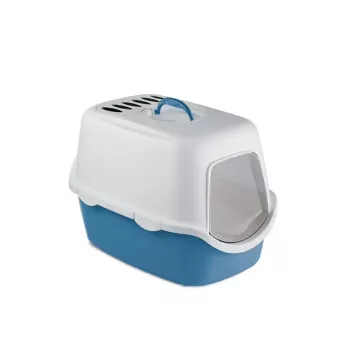 STEFANPLAST Cathy Φίλτρο Κλειστή τουαλέτα γάτας με φίλτρο 56x40x40 cm λευκό/μπλε