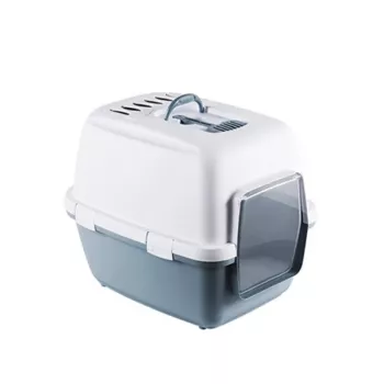 STEFANPLAST Cathy Comfort Τουαλέτα γάτας με καπάκι 58x45x48 cm λευκό/μπλε