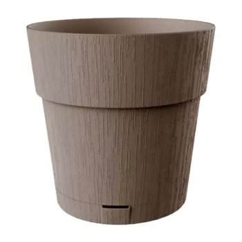 STEFANPLAST Ethica Στρογγυλή γλάστρα με πιατάκι, καφέ, 40x39 cm, 25 L