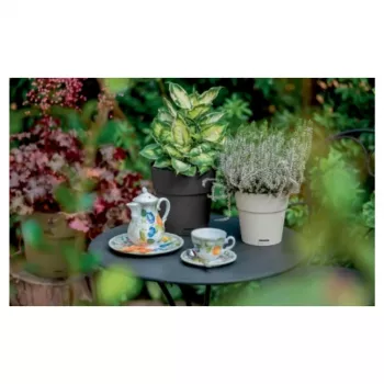 STEFANPLAST Ethica Στρογγυλή γλάστρα με πιατάκι, καφέ, 40x39 cm, 25 L