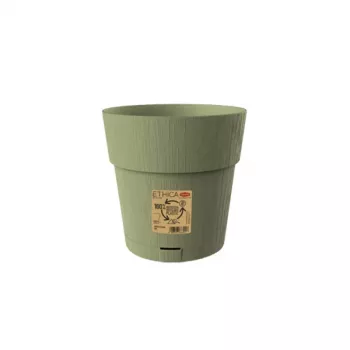 STEFANPLAST Ethica Γλάστρα με Πιατάκι, 20 cm, Πράσινο