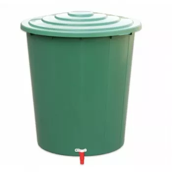 STEFANPLAST Βαρέλι βρόχινου νερού 310L με καπάκι και βρύση, Πράσινο, Ø80x97cm