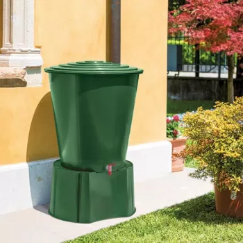 STEFANPLAST Βαρέλι βρόχινου νερού 310L με καπάκι και βρύση, Πράσινο, Ø80x97cm