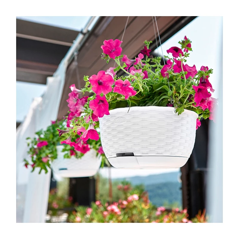 STEFANPLAST Κρεμαστή γλάστρα Natural Ø30x14,5cm Λευκό