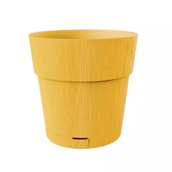 STEFANPLAST Ethica Στρογγυλή γλάστρα με πιατάκι, 25 cm, Κίτρινο μουστάρδας