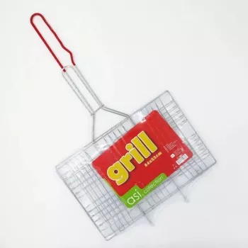 ASI COLLECTION Σχάρα ψησίματος 34x22cm χρωμιωμένο ατσάλι με ξύλινες λαβές