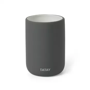 TATAY Tube Θήκη οδοντόβουρτσας, Κεραμικό, Ανθρακί γκρι, χωρητικότητα 4 οδοντόβουρτσες