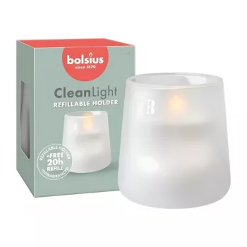BOLSIUS Clean Light Αρωματικό κερί σε γυάλινο βάζο Ø95x85mm Χωρίς άρωμα