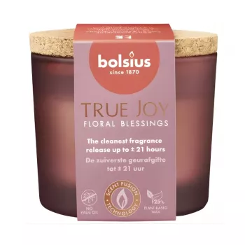 BOLSIUS True Joy Αρωματικό κερί σε γυάλινο βάζο με καπάκι φελλού, Floral Blessings, Ø66x83mm