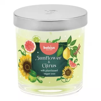 BOLSIUS Floral Fusion Αρωματικό κερί σε γυάλινο βάζο, Ηλίανθος & Εσπεριδοειδή, Ø80x72mm