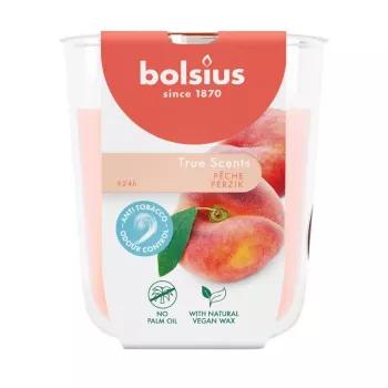 Bolsius True Scents αρωματικό κερί σε γυάλινο δοχείο, ροδάκινο, Ø80x73 mm