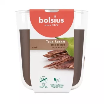 BOLSIUS True Scents αρωματικό κερί σε γυάλινο δοχείο Oud Wood Ø97x85mm