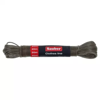 SAUBER 20m Σχοινί απλώματος με χαλύβδινο πυρήνα και επίστρωση PVC, Λευκό