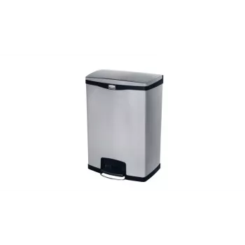 Rubbermaid Slim Jim 90L ανοξείδωτος κάδος απορριμμάτων με πεντάλ, ασημί/μαύρο, μπροστινό πεντάλ 1901999