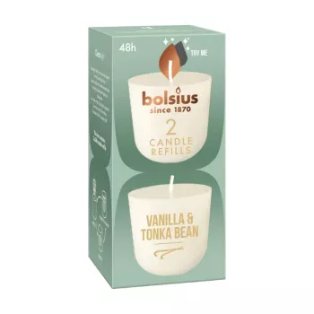 BOLSIUS Clean Light Κεριά επαναπλήρωσης 2 τεμ. Βανίλια & Φασόλι Tonka