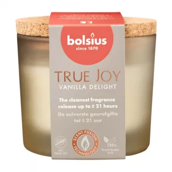 BOLSIUS True Joy Vanilla Delight Αρωματικό κερί σε γυαλί με καπάκι φελλού, Ø66x83 mm