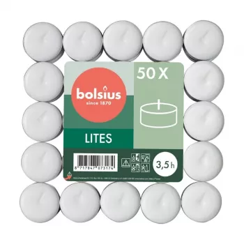 BOLSIUS Κεριά ρεσώ 50 τεμ. Λευκό
