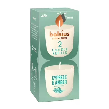 Bolsius CleanLight Κεριά επαναπλήρωσης 2 τεμ. Κυπαρίσσι & Amber