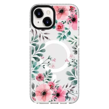 Evelatus Διάφανη θήκη MagSafe για iPhone 15 Plus με σχέδιο λουλουδιών