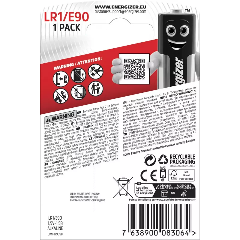 Energizer MAX AA αλκαλικές μπαταρίες LR6 1,5V (συσκευασία 4 τεμ.) 312286