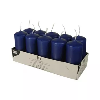 PAPSTAR χοντρά κεριά 40 x 90 mm, σκούρο μπλε, συσκευασία 10 τεμ. (17916)