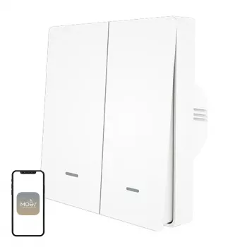 MOES ZS-B-EU2 ZigBee 2-κάναλος διακόπτης φωτισμού, χωρίς ουδέτερο, λευκός