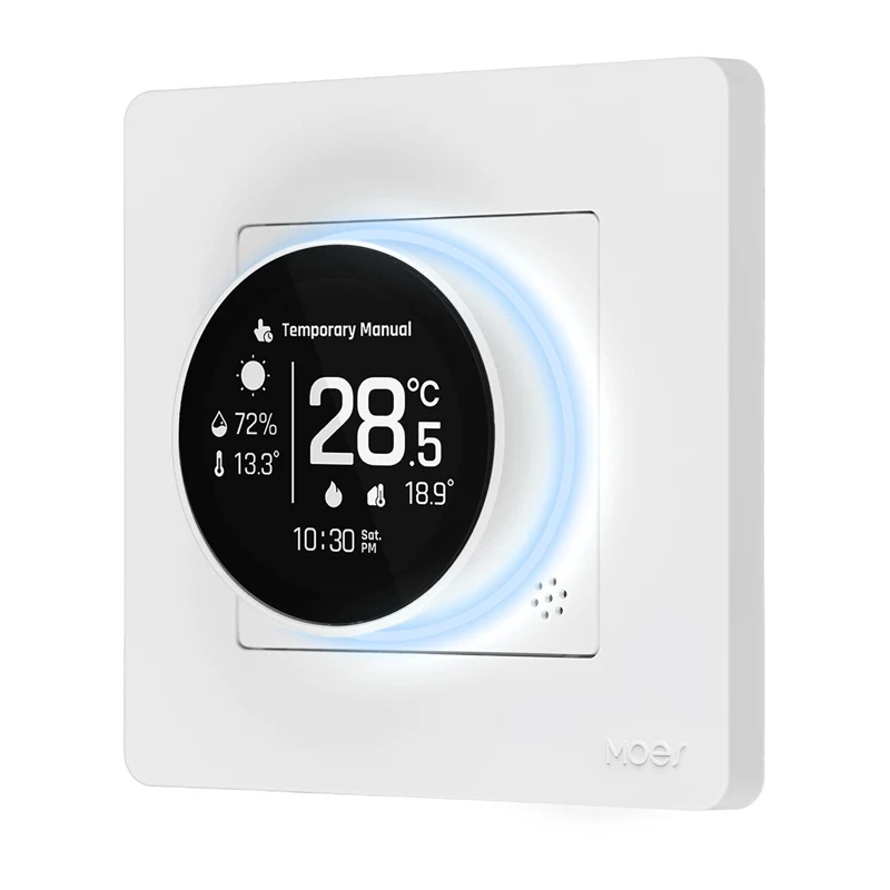 MOES ZHT-SR-GB-WH-MS ZigBee Έξυπνος θερμοστάτης για ηλεκτρική θέρμανση, λευκό