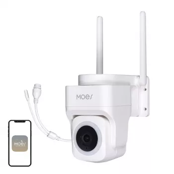 MOES WCM-B66 3MP Εξωτερική Wi-Fi IP κάμερα με αναγνώριση προσώπου AI, νυχτερινή όραση πλήρους χρώματος, περιστροφή/κλίση, αμφίδρομος ήχος, IP66 ανθεκτική στις καιρικές συνθήκες