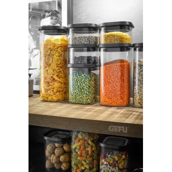 GEFU PANTRY Ορθογώνιο δοχείο 2,5 L μαύρο, διαφανές 1 τεμ.