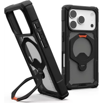 UAG Urban Armor Gear Plasma XTE 360 MagSafe θήκη με Kickstand για Apple iPhone 18 Pro/17 Pro - διαφανές γκρι με μαύρες & πορτοκαλί λεπτομέρειες 114573114097