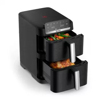 TEFAL Φριτέζα θερμού αέρα διπλού κάδου EY7528E0 Easy Fry Crispy Stack, 2700 W, 6 L + 4 L, μαύρο
