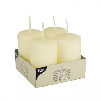 PAPSTAR Κεριά κολόνα 8 cm, ελεφαντόδοντο, συσκευασία 4 τεμ. (15361)