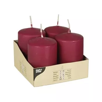 PAPSTAR Κεριά κολόνα 8 cm Μπορντό (συσκευασία 4 τεμ.)
