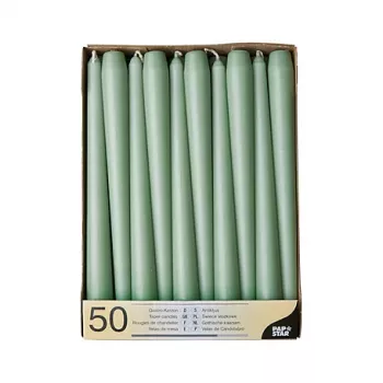 PAPSTAR κεριά κολόνα 22 x 250 mm, Jade Green, συσκευασία 50 τεμ. (88341)