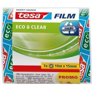 tesa tesafilm eco & clear κολλητική ταινία, 10 m x 15 mm, διαφανής, 3 ρολά 56997-00000-01