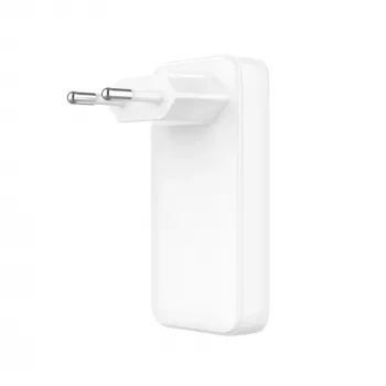 Fixed Slim 2xUSB-C Ταξιδιωτικός φορτιστής 65W GaN PD Λευκό