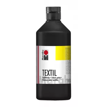 Marabu Textil Χρώμα υφασμάτων, Μαύρο, 500 ml, υδατοδιαλυτό, για ανοιχτόχρωμα υφάσματα, ανθεκτικό στο πλύσιμο έως 40°C 17160075073