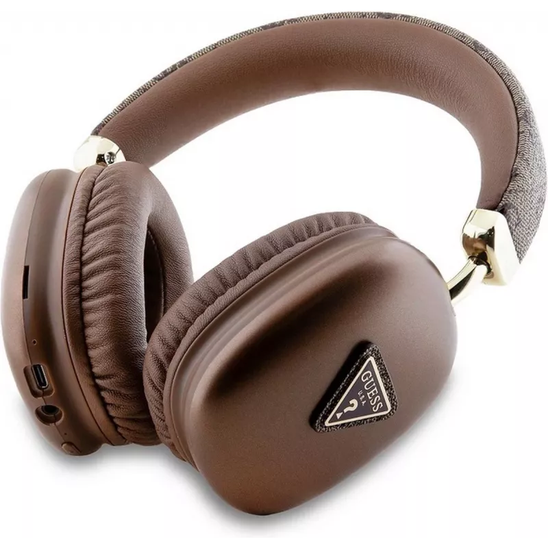 GUESS Ασύρματα ακουστικά over-ear Bluetooth 5.3 με 4G Triangle Logo, Καφέ
