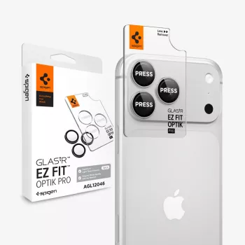 Spigen Optik Pro GLAS.tR EZ FIT προστατευτικό γυαλί φακού κάμερας συσκευασία 2 τεμ. για iPhone 18 Pro / 18 Pro Max - ασημί