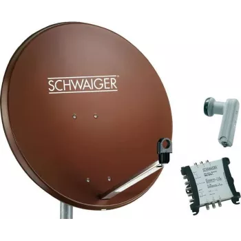 SCHWAIGER Δορυφορικό σύστημα 80 cm 6 συνδρομητών Quattro LNB (χωρίς Switch) Κεραμιδί με Multischalter 5/6