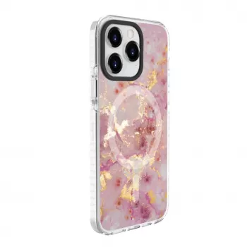 Evelatus Apple iPhone 15 Pro Θήκη PC+TPU με MagSafe – Μάρμαρο Ροζ