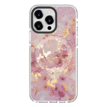 Evelatus Apple iPhone 15 Pro Θήκη PC+TPU με MagSafe – Μάρμαρο Ροζ
