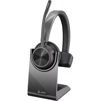 HP Poly Voyager 4300 UC Series 4310 ασύρματο on-ear headset με προσαρμογέα USB-C και βάση, πιστοποιημένο Zoom 218474-01