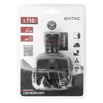 ENTAC EHL-ZOOM-1W-PL Zoom 1W LED φακός κεφαλής, μαύρο