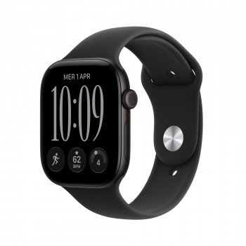 Apple Watch Series 12 GPS + Cellular 46 mm θήκη αλουμινίου μαύρο με αθλητικό λουράκι μαύρο – M/L