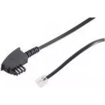 ShiverPeaks 70093-KOMSA - 3 m - TAE-F - RJ-11 - μαύρο - βύσμα αρσενικό/βύσμα αρσενικό - στρογγυλό τηλεφωνικό καλώδιο