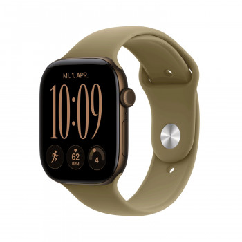 Apple Watch Series 12 GPS + Cellular 46mm θήκη αλουμινίου σκούρου μπρονζέ με αθλητικό λουράκι ελιάς - M/L