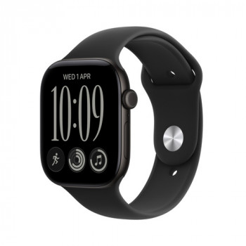 Apple Watch Series 12 GPS + Cellular 46 mm θήκη αλουμινίου μαύρη με αθλητικό λουράκι μαύρο – S/M