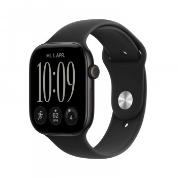 Apple Watch Series 12 GPS + Cellular 46 mm θήκη αλουμινίου μαύρη με αθλητικό λουράκι μαύρο – S/M