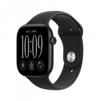 Apple Watch Series 12 GPS 46 mm θήκη αλουμινίου μαύρη με αθλητικό λουράκι μαύρο – S/M